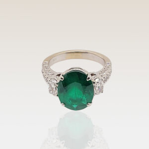 Colombian Emerald three stone ring 3 stone ring with white gold band