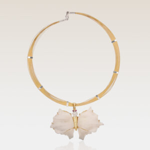 Crystal diamond and Ruby Butterfly Necklace