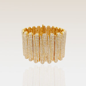 18k Gold and pave diamond cuff