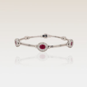 Ruby and diamond 18k white gold bracelet