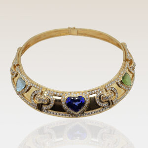 Tanzanite peridot Aquamarine and diamond Choker